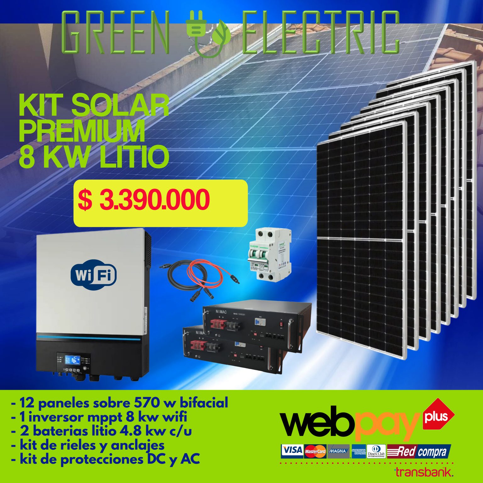 KIT SOLAR PREMIUM 8 KW 12 PANELES – Greenelectric